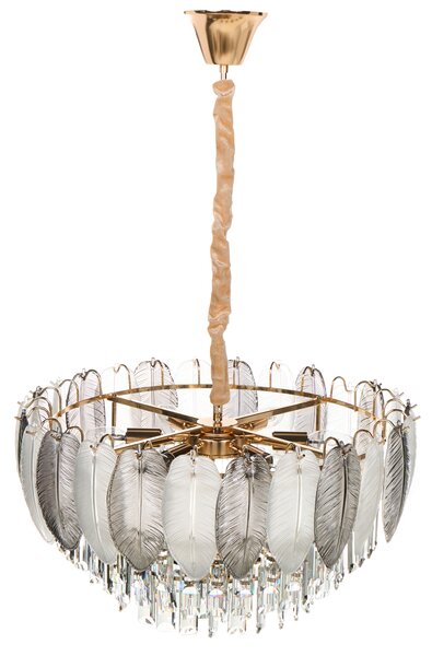 Luster mosadzný kov sklo ⌀ 50 cm závesná lampa krištáľový sklenený glamour štýl obývačka spálňa