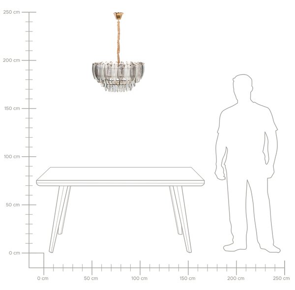 Luster mosadzný kov sklo ⌀ 50 cm závesná lampa krištáľový sklenený glamour štýl obývačka spálňa