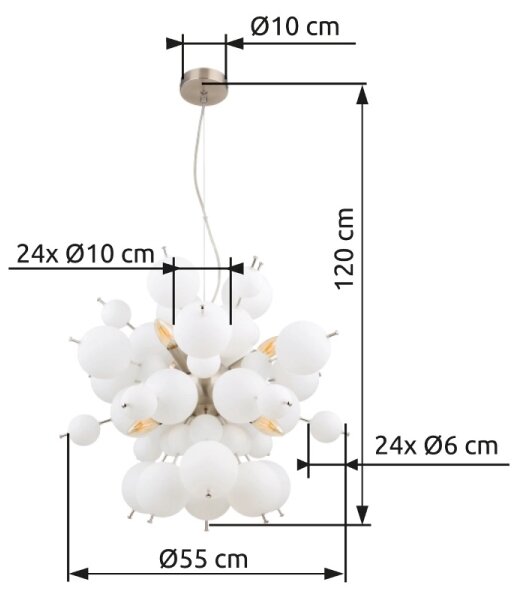 Globo 15633HO - Luster na lanku UDO 6xE14/25W/230V pr. 55 cm biela