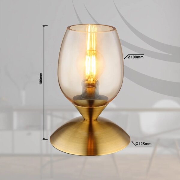 Globo 24007M - Stolná dotyková lampa KUWAITA 1xE14/25W/230V mosadz