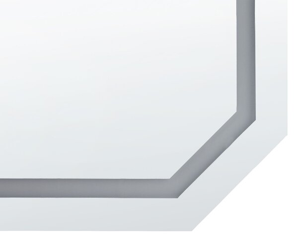Nástenné zrkadlo strieborné 120 x 60 cm s LED osvetlením osemhranné moderná kúpeľňa spálňa