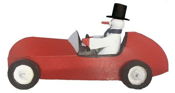 Vianočná figúrka Snowman in Sportscar - G-Bork