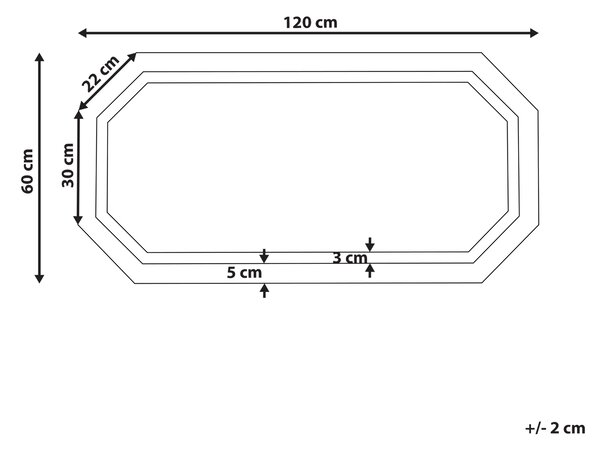 Nástenné zrkadlo strieborné 120 x 60 cm s LED osvetlením osemhranné moderná kúpeľňa spálňa