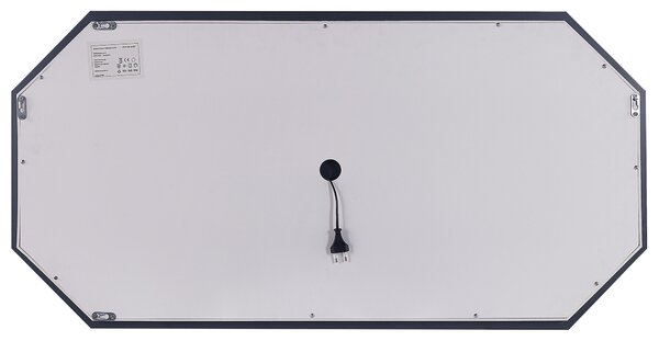 Nástenné zrkadlo strieborné 120 x 60 cm s LED osvetlením osemhranné moderná kúpeľňa spálňa