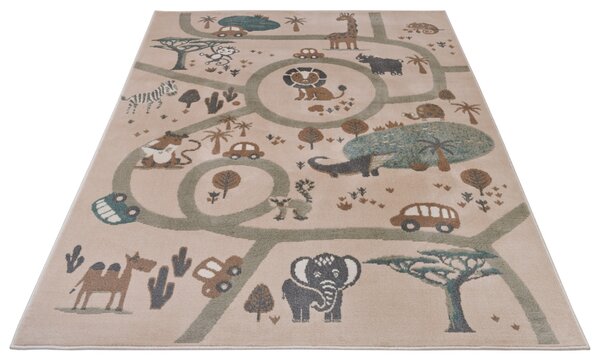 Hanse Home , Detský koberček Adventures 105972 Cream Brown Grey, 120x170, béžová, detská izba