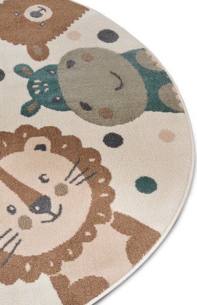 Hanse Home, Detský koberček Adventures 105968 Cream Brown Blue kruh, 100x100 (priemer) kruh, viacfarebná, detská izba