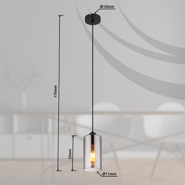 Globo 21002H - Luster na lanku OLLY 1xE27/25W/230V pr. 11 cm čierna