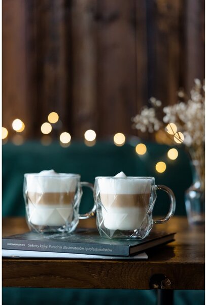 Sklenené hrnčeky v súprave 2 ks na cappuccino/dvojstenné 330 ml Geo – Vialli Design