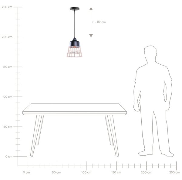 Závesná stropná lampa čierna medená kovové tienidlo s 1 svetlom industriálny štýl obývačka jedáleň