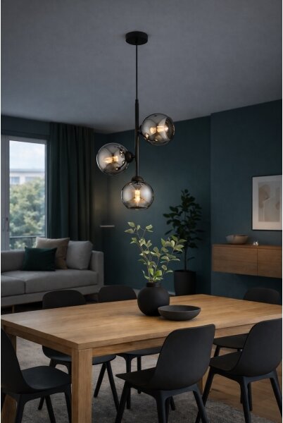 Brilagi - Luster na lane DIOR 3xE27/60W/230V čierna/dymovo sivá
