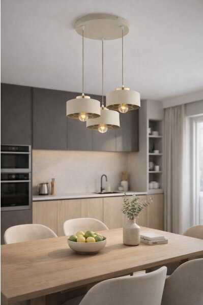 Brilagi - Luster na lankách SPRING 3xE27/60W/230V béžová/zlatá