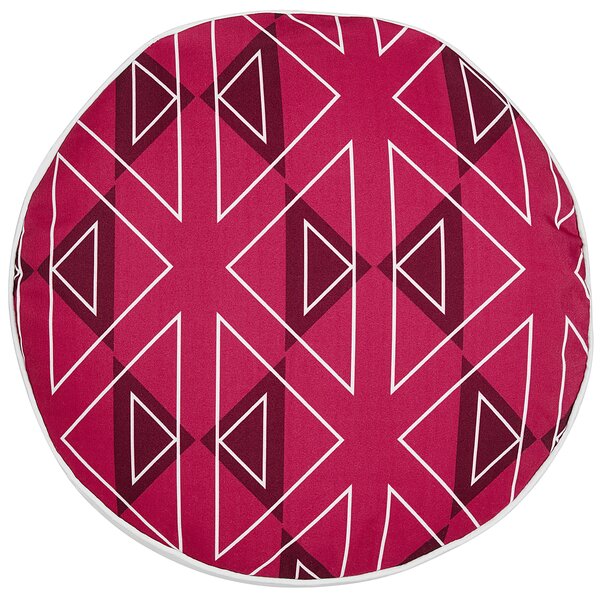 Sada 2 záhradných vankúšov ružová polyester geometrický vzor ⌀ 40 cm okrúhla moderný štýl vonkajšia terasa vodoodolná