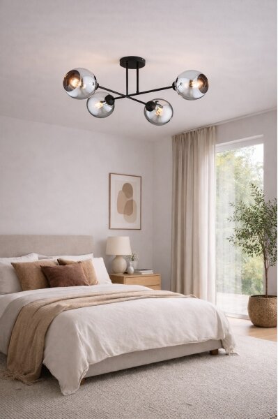 Brilagi - Prisadený luster DIOR 4xE27/60W/230V čierna/dymová sivá