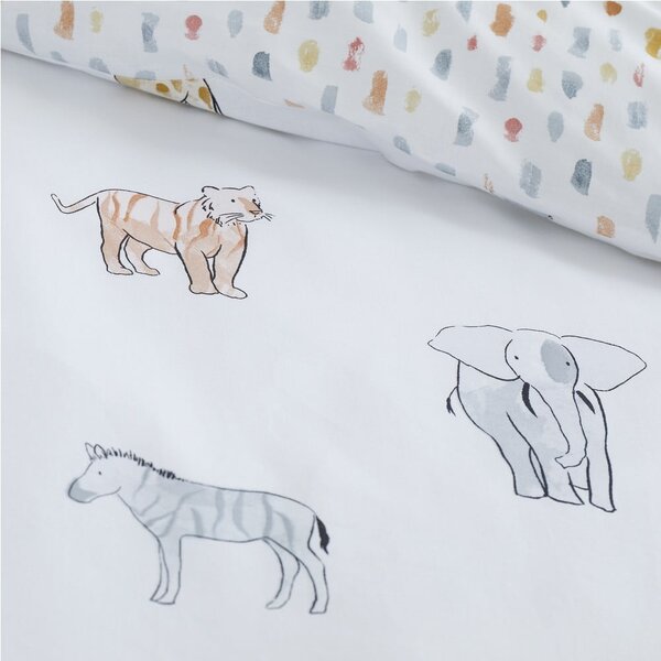 Biele bavlnené detské obliečky na dvojlôžko 200x200 cm Zoo Animals – Bianca
