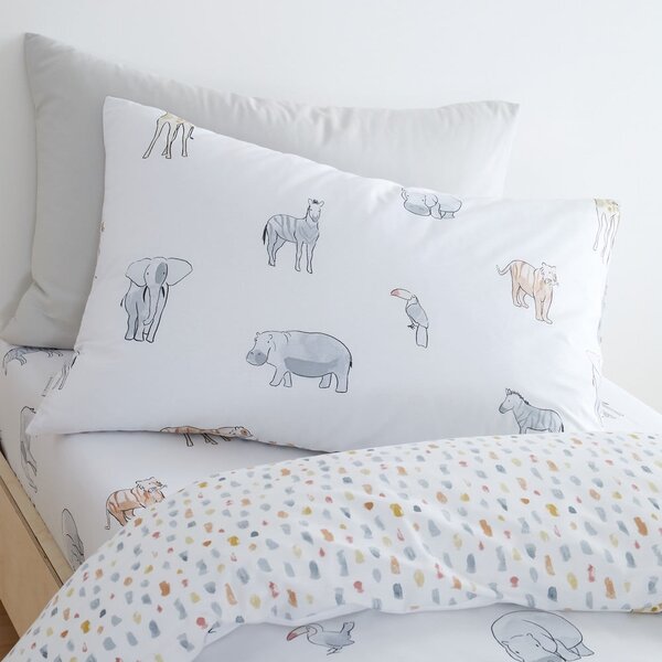 Biele bavlnené detské obliečky na dvojlôžko 200x200 cm Zoo Animals – Bianca