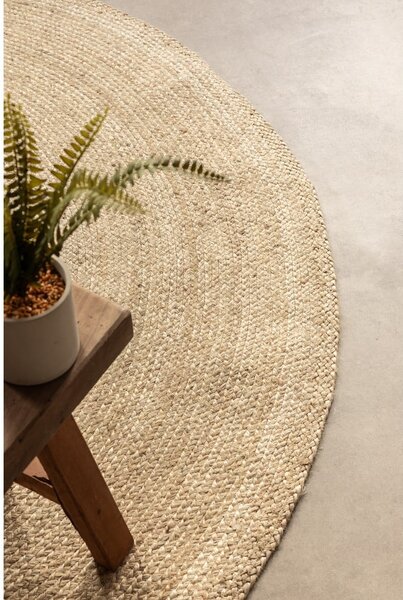Slonovinový obojstranný jutový okrúhly koberec ø 100 cm Braided – Hanse Home