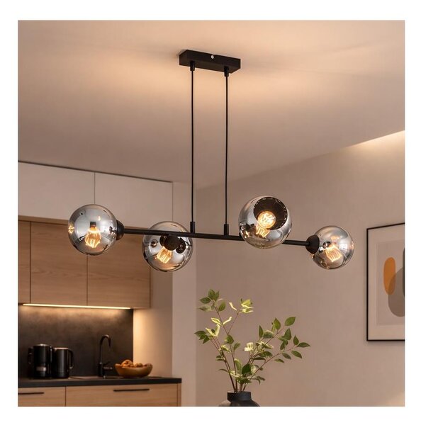 Brilagi - Závesný luster na lanku DIOR 4xE27/60W/230V čierna/dymová sivá