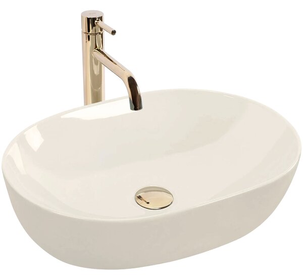 Rea Lisa, umývadlo na dosku 490x350x140 mm, ecru lesklá, REA-U4591