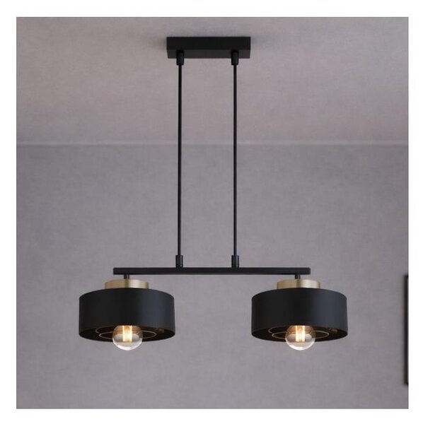 Brilagi - Závesný luster na lanku SPRING 2xE27/60W/230V čierna/zlatá