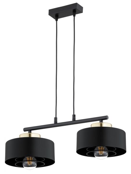 Brilagi - Závesný luster na lanku SPRING 2xE27/60W/230V čierna/zlatá