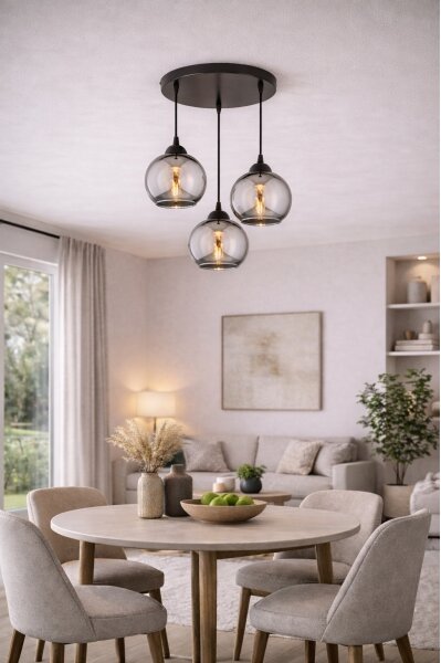 Brilagi - Luster na lanku DIOR 3xE27/60W/230V čierna/dymová sivá