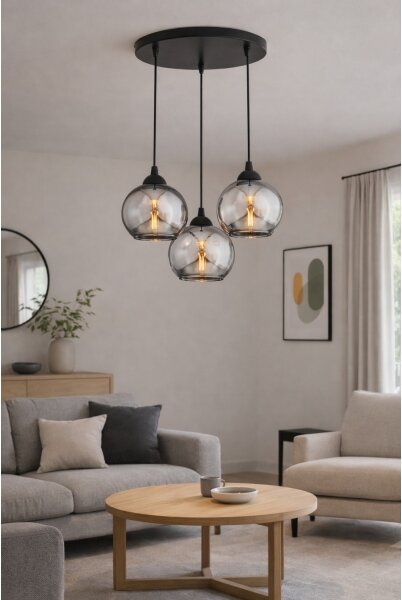 Brilagi - Luster na lanku DIOR 3xE27/60W/230V čierna/dymová sivá