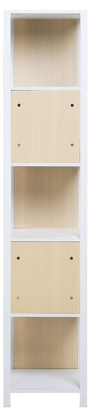 Knižnicový regál biela svetlé drevo 165 x 35 cm 5-policový regál moderný minimalistický štýl obývačka