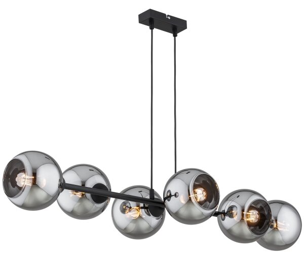 Brilagi - Závesné svietidlo na lanku DIOR 6xE27/60W/230V čierna/dymová šedá