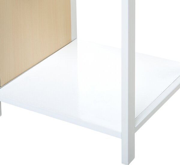Knižnicový regál biela svetlé drevo 165 x 35 cm 5-policový regál moderný minimalistický štýl obývačka