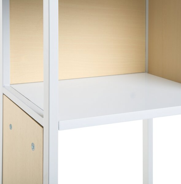 Knižnicový regál biela svetlé drevo 165 x 35 cm 5-policový regál moderný minimalistický štýl obývačka