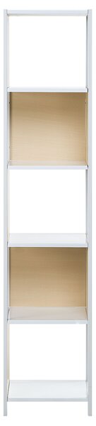 Knižnicový regál biela svetlé drevo 165 x 35 cm 5-policový regál moderný minimalistický štýl obývačka