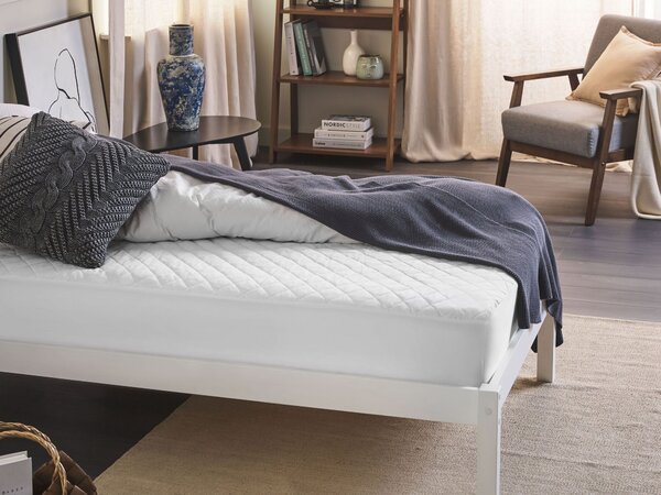 Poťah na matrac biely bavlna Japara polyester 90 x 200 cm prešívaná podložka lemované okraje spálňa