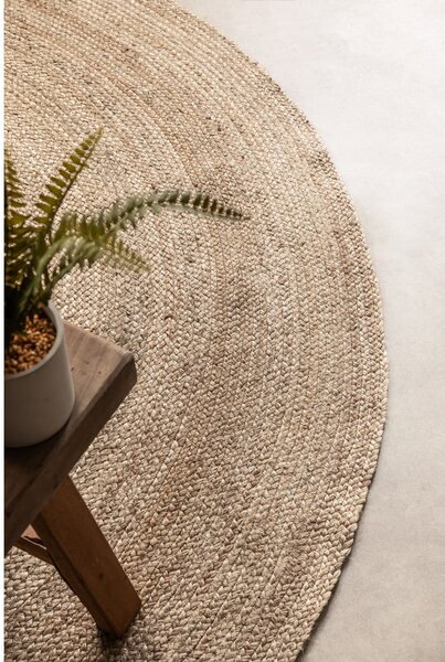 Sivobéžový obojstranný jutový okrúhly koberec ø 200 cm Braided – Hanse Home