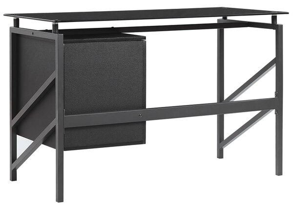 Písací stôl čierna MDF kov matný povrch 117 x 57 cm obdĺžnikový tvar úložný priestor 2 zásuvky moderný štýl kancelária