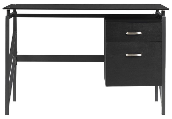 Písací stôl čierna MDF kov matný povrch 117 x 57 cm obdĺžnikový tvar úložný priestor 2 zásuvky moderný štýl kancelária