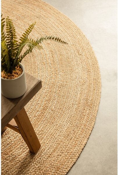 Obojstranný jutový okrúhly koberec v prírodnej farbe ø 140 cm Braided – Hanse Home