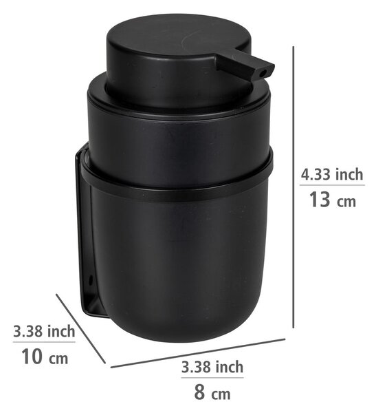 Čierny samodržiaci plastový dávkovač mydla 0.25 l Carpino - Wenko