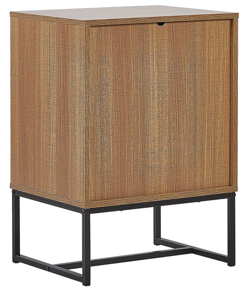 Nočný stolík svetlé drevo biela MDF kov 69 x 49 x 38 cm 2 zásuvky úložný priestor moderný štýl spálňa