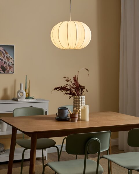 Závesná lampa biele látkové bavlnené tienidlo moderný dizajn osvetlenie do obývacej izby