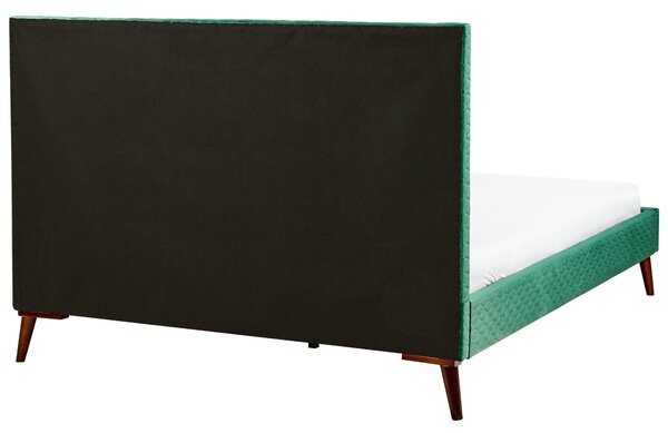 Posteľ tmavozelená zamatová 160 x 200 cm čalúnený rám postele s čelom moderný štýl spálňa