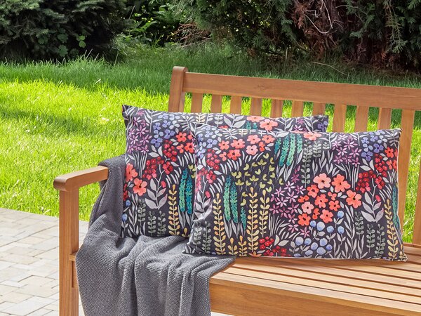 Sada 2 vonkajších vankúšov viacfarebná polyester 40 x 60 cm obdĺžniková kvetinový vzor dekoračný vankúš záhrada terasa