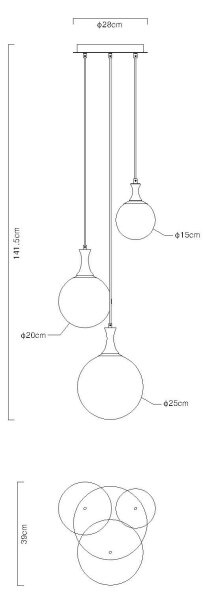 Globo 15885-3H - Luster na lanku DALTON 3xE27/10W/230V pr. 48 cm čierna