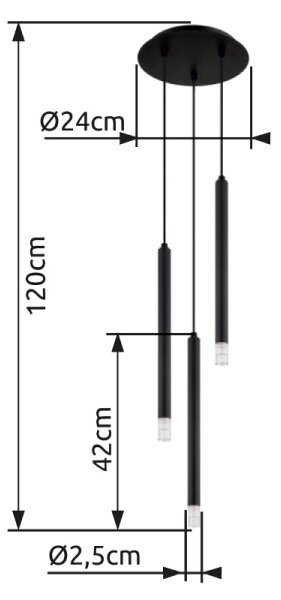 Globo 15629-3 - Luster na lanku BLAKE 3xG9/4W/230V pr. 24 cm čierna