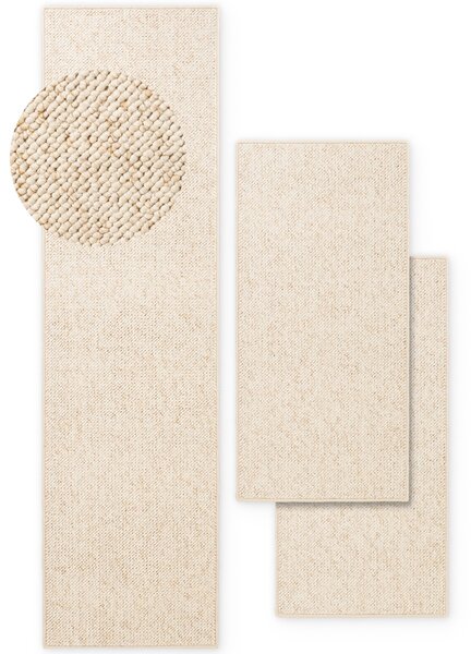 BT Carpet, Spálňová sada Wolly 102843 Creme, 3 diely: 67x140 (2x), 67x250 (1x), biela, spálňa