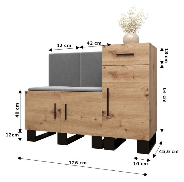 Predsieňová zostava RUMIE 18 - dub artisan, mätové panely