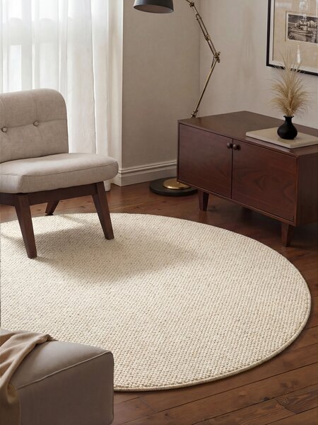 BT Carpet, Kusový koberec Wolly 102843 kruh, 133x133 (priemer) kruh, biela, obývacia izba