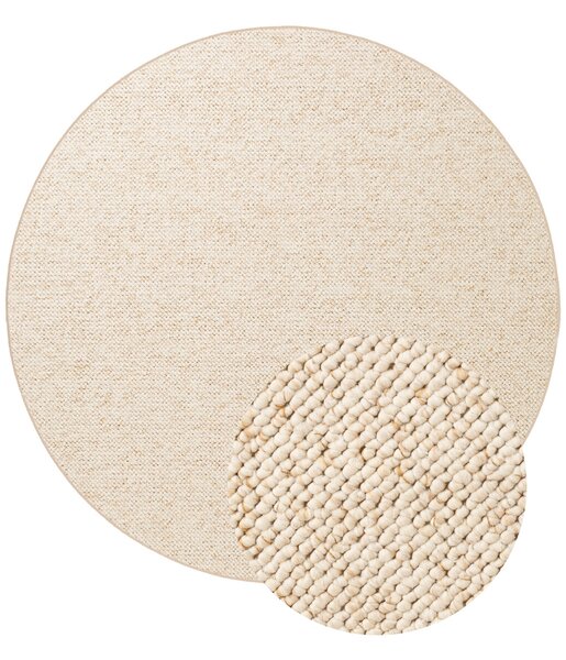 BT Carpet, Kusový koberec Wolly 102843 kruh, 133x133 (priemer) kruh, biela, obývacia izba