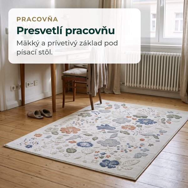 Angel Carpet, Kusový koberec Aurora 25 Cream, 80x150, biela, kancelária