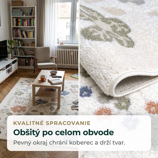 Angel Carpet, Kusový koberec Aurora 25 Cream, 80x150, biela, kancelária