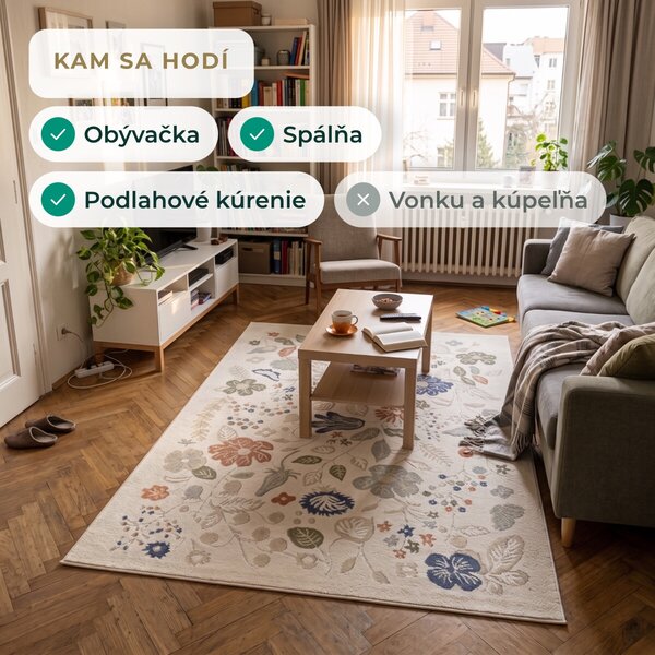 Angel Carpet, Kusový koberec Aurora 25 Cream, 80x150, biela, kancelária